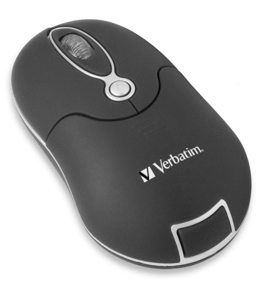 Verbatim Optical Wireless Travel Mouse - Black RF Wireless Optical Black mice