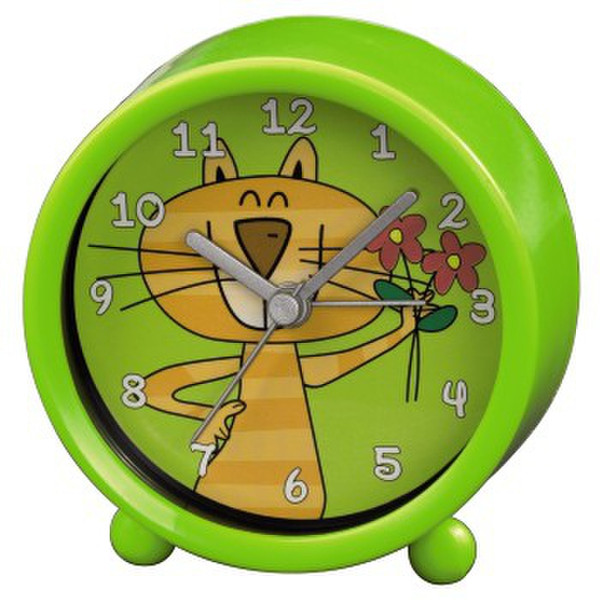 Hama Cat Mechanical table clock round Green