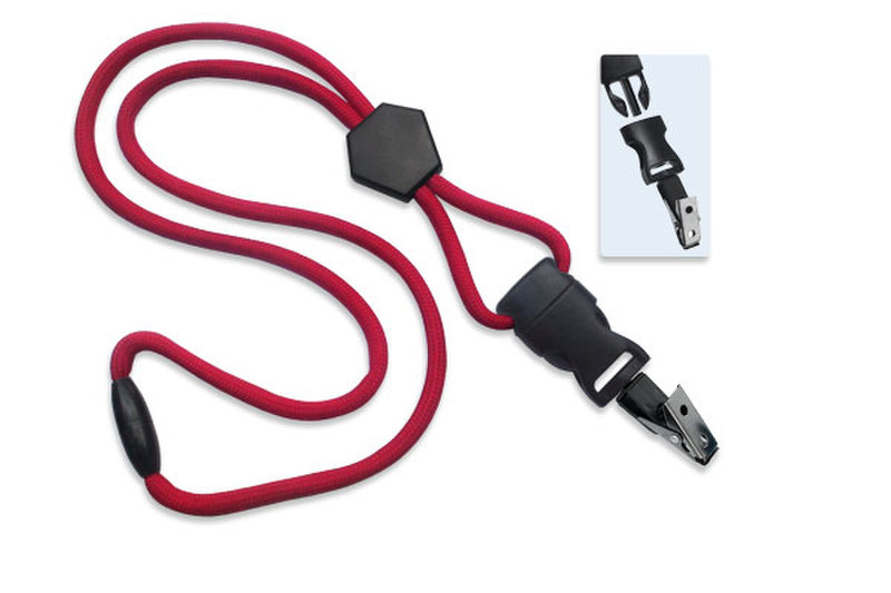 Brady People 1/4" Round Lanyard with Breakaway, Diamond Slider & Detachable Bulldog Clip