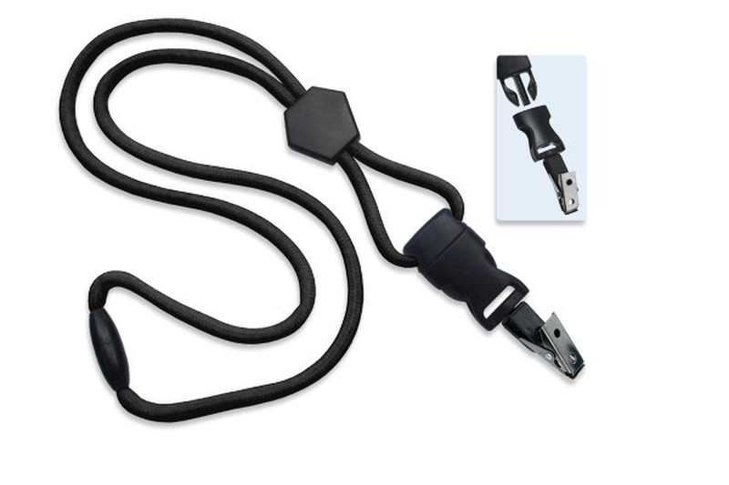 Brady People 1/4" Round Lanyard with Breakaway, Diamond Slider & Detachable Bulldog Clip