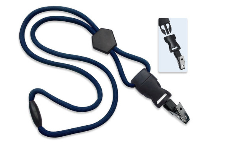 Brady People 1/4" Round Lanyard with Breakaway, Diamond Slider & Detachable Bulldog Clip