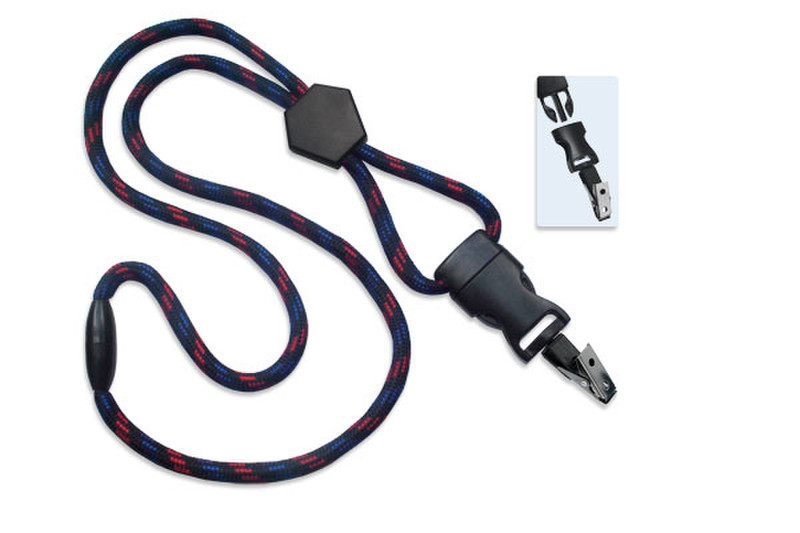 Brady People 1/4" Round Lanyard with Breakaway, Diamond Slider & Detachable Bulldog Clip