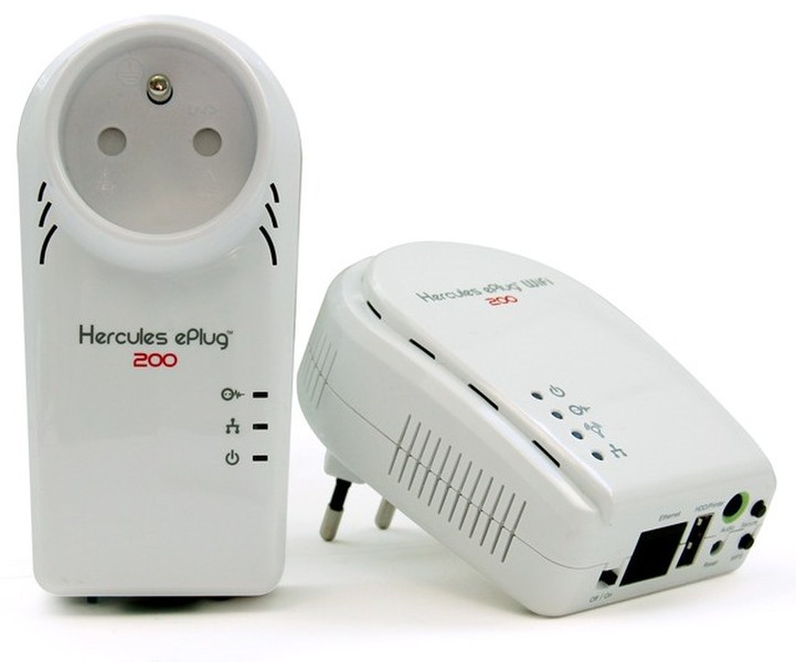 Hercules ePlug 200 HD Solo 300Mbit/s Ethernet LAN Wi-Fi White 2pc(s) PowerLine network adapter