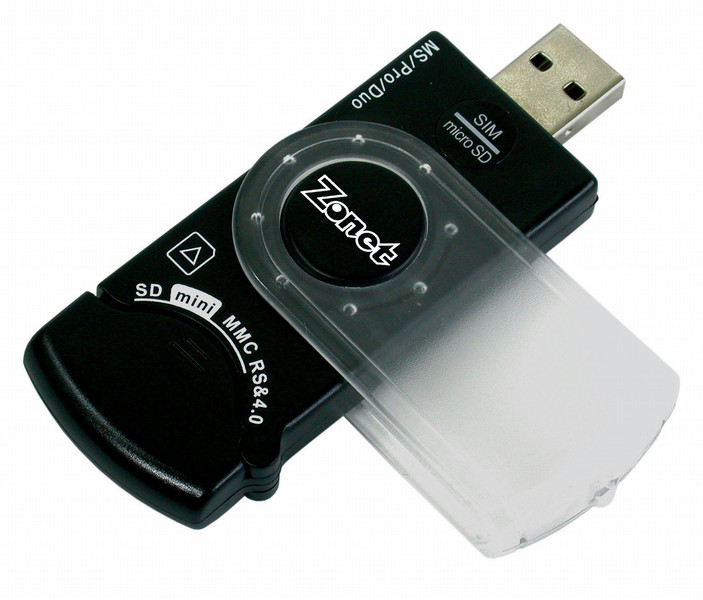 Zonet 12-in-1 USB 2.0 Card Reader/Writer Черный устройство для чтения карт флэш-памяти