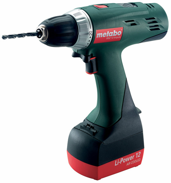 Metabo BSZ 12 Impuls Дрель с рукояткой пистолетного типа Литий-ионная (Li-Ion) 2.2А·ч 1700г Черный, Зеленый