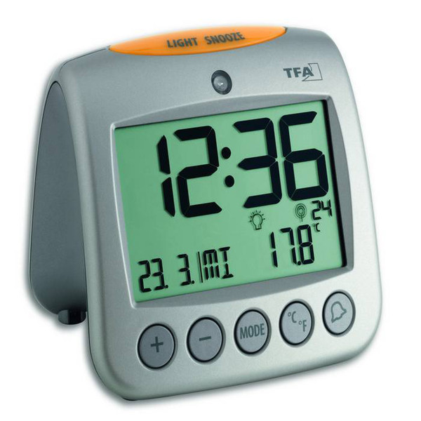 TFA 60.2514 Digital table clock Прямоугольный Cеребряный настольные часы