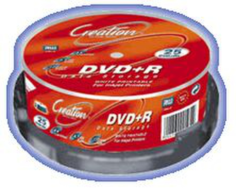 Creation DVD+R 4x 4.7GB cake-25 white printable