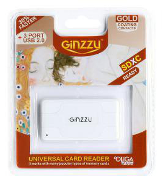 Ginzzu GR-417U USB 2.0 Белый устройство для чтения карт флэш-памяти