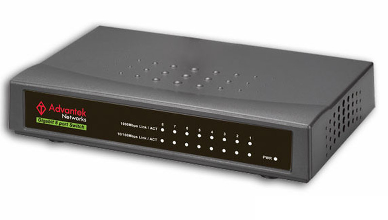 Advantek Networks ANS-800P Неуправляемый Черный сетевой коммутатор