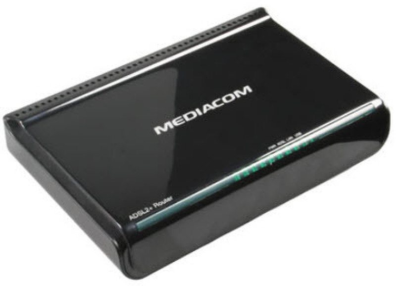 Mediacom M-NTRAUSB Eingebauter Ethernet-Anschluss ADSL2+ Schwarz Kabelrouter