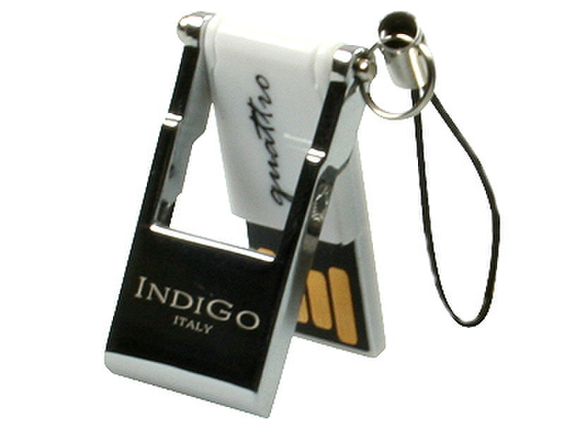 Indigo 4GB USB2.0 4ГБ USB 2.0 Type-A Черный, Хром, Белый USB флеш накопитель