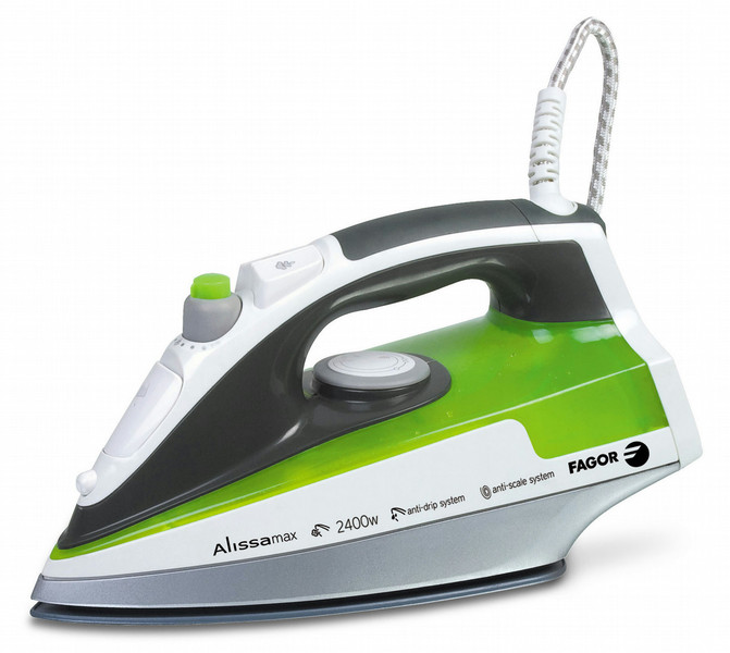 Fagor PL-2405 Dry & Steam iron Ceramic soleplate 2400W Green,Grey,White iron