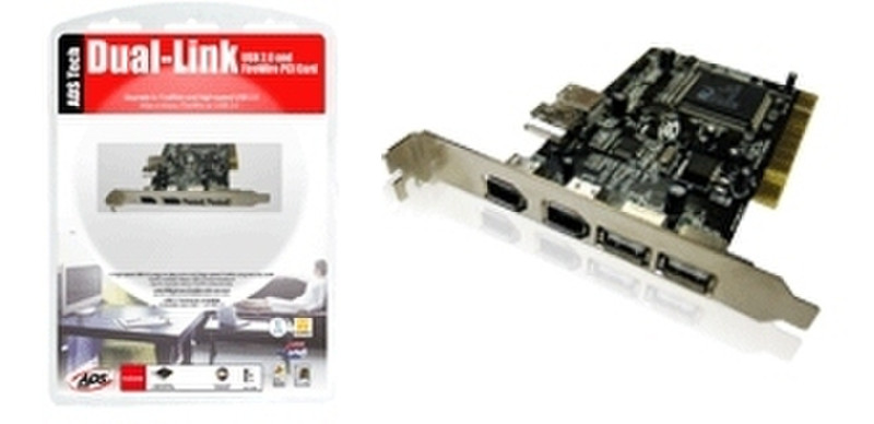 ADS Tech DLX-180 ADS 5-Port Combo USB/Firewire PCI Card USB 2.0 интерфейсная карта/адаптер