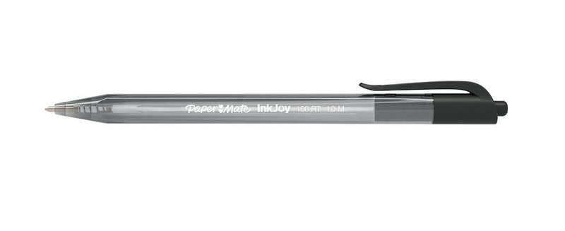 Papermate InkJoy 100 RT Clip-on retractable ballpoint pen Средний Черный 20шт