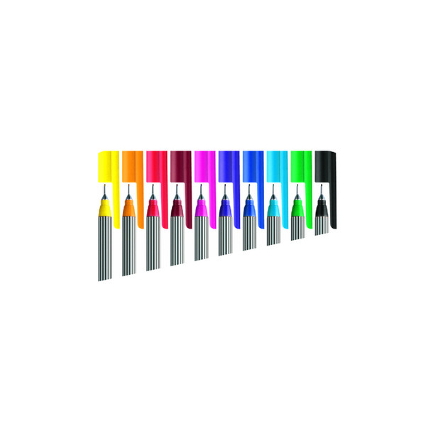 Edding 10x 55 fineliner Schwarz, Blau, Grün, Rot, Violett, Gelb 10Stück(e) Fineliner