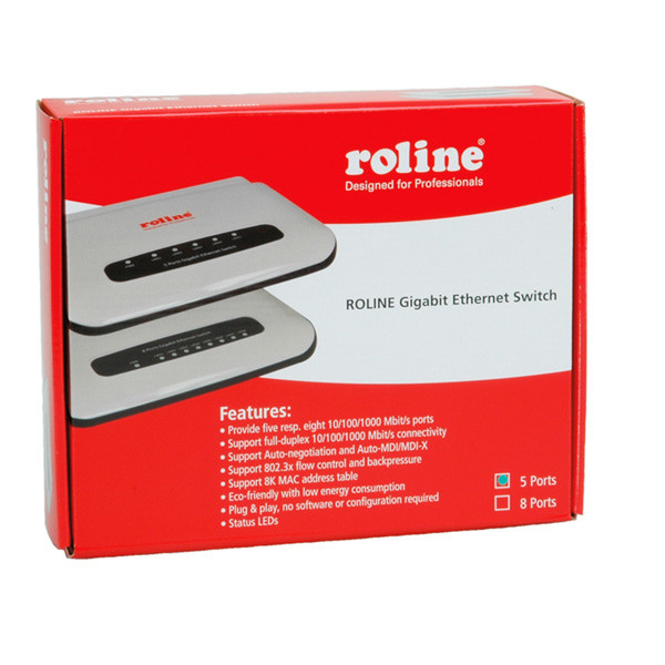 ROLINE Gigabit Ethernet Switch, 5 Ports