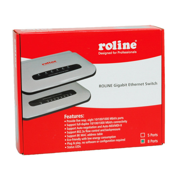ROLINE Gigabit Ethernet Switch, 8 Ports