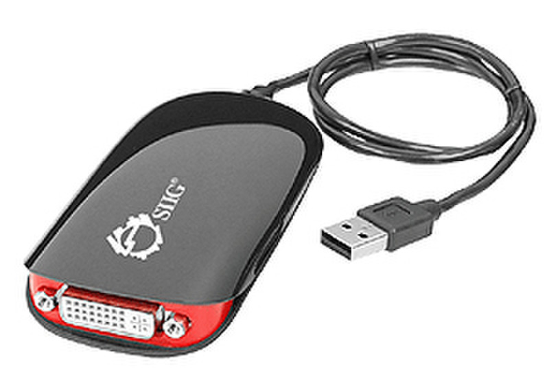 Siig JU-DV0211-S1 USB DVI-I / VGA Schwarz, Rot Kabelschnittstellen-/adapter