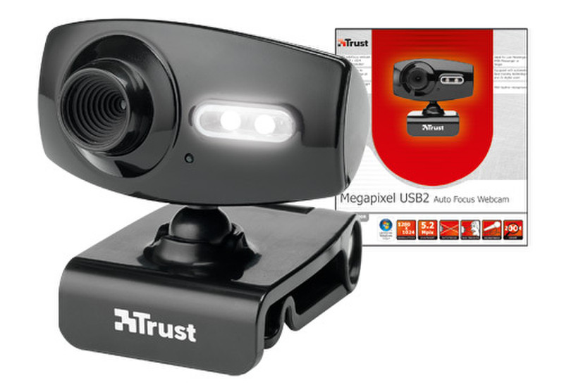 Trust Megapixel USB2 Auto Focus Webcam WB-6300R 1280 x 1024пикселей Черный вебкамера