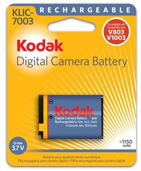 Kodak Li-Ion Rechargeable Digital Camera Battery KLIC-7003 Lithium-Ion (Li-Ion) 1150mAh 3.7V rechargeable battery