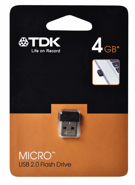 TDK Micro USB 4GB 4GB USB 2.0 Type-A Black USB flash drive
