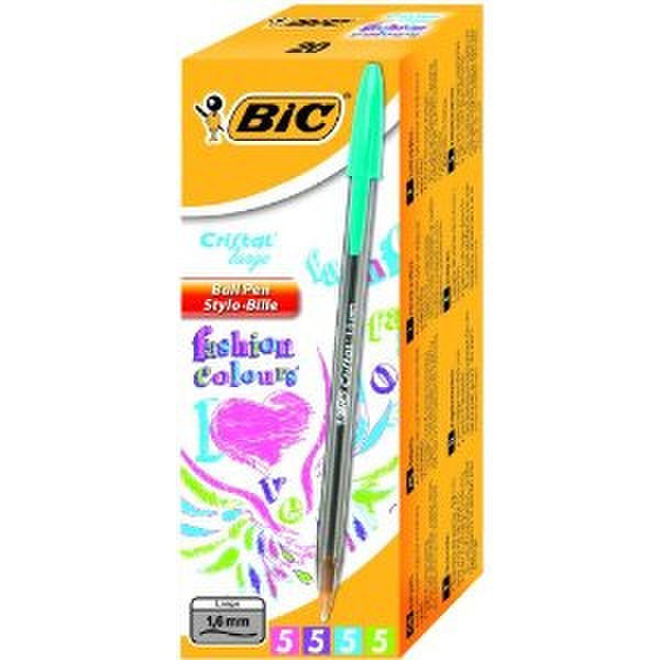 BIC Cristal large Stick ballpoint pen Синий, Зеленый, Розовый, Фиолетовый 20шт