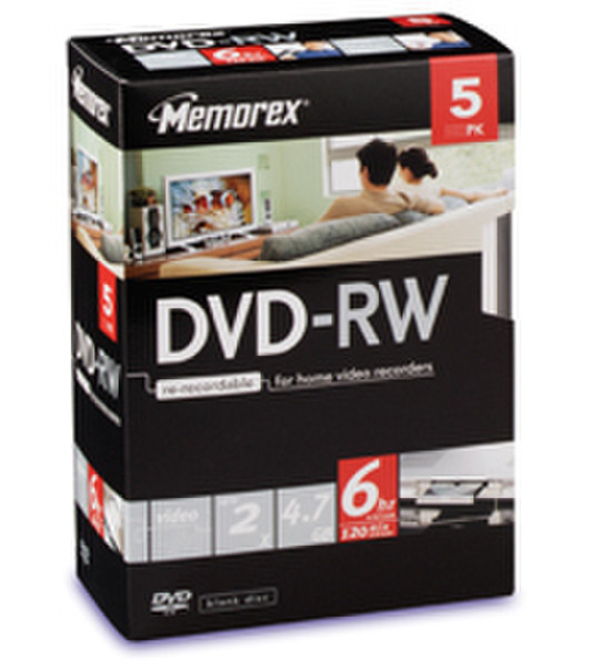 Memorex 2x DVD-RW 5 Pack Movie Case 4.7ГБ DVD-RW 5шт