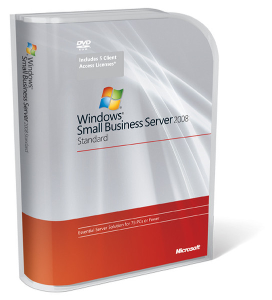 Microsoft Windows Small Business Server 2008 Standard, OEM, SP2, DVD 1-4 CPU +5 CLT, SW