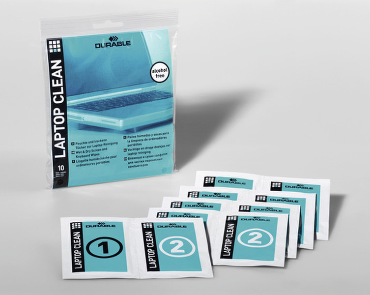 Durable LAPTOP CLEAN 10 Packs дезинфицирующие салфетки