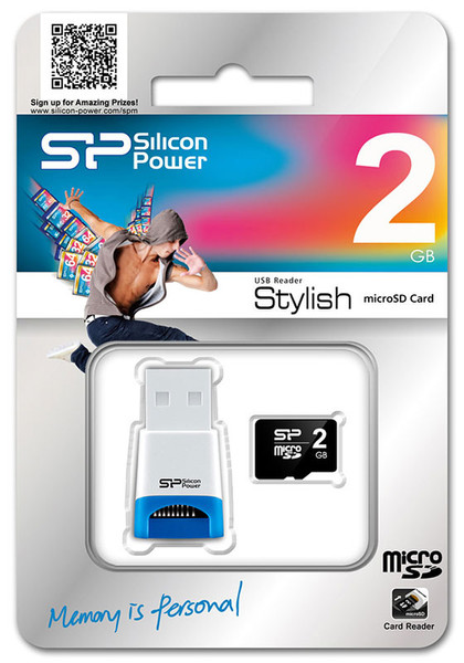 Silicon Power 2GB microSDHC + USB Reader 2ГБ MicroSD карта памяти