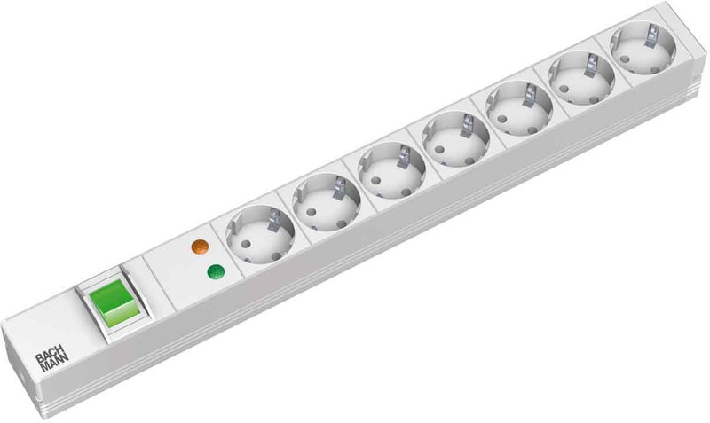 Bachmann 7x Schuko, 2m 7AC outlet(s) 2m Grey power extension