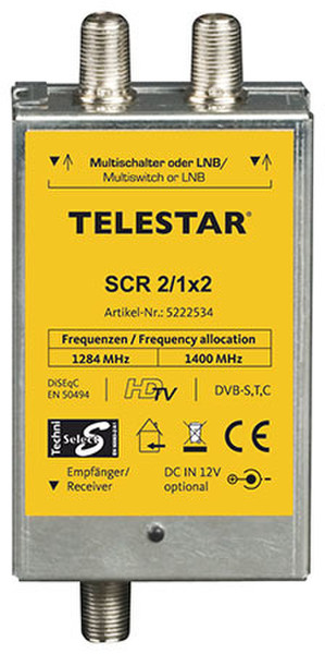 Telestar SCR 2/1x2 Cable splitter Silber, Gelb