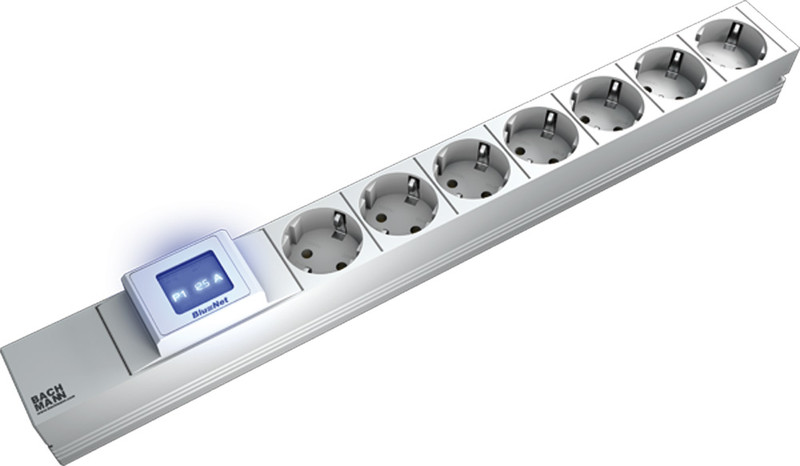 Bachmann 7x Schuko, 2m 7AC outlet(s) 2m Grey power extension