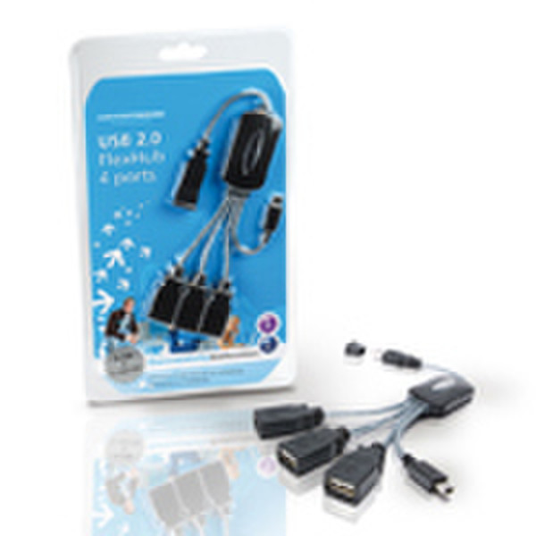 Conceptronic USB 2.0 FlexHub 480Мбит/с Серый хаб-разветвитель