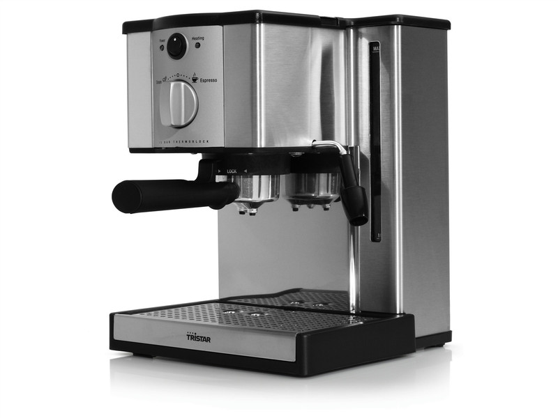 Tristar KZ-2248 Espressomaschine 1.2l 2Tassen Schwarz, Edelstahl Kaffeemaschine