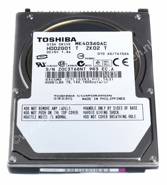 Toshiba 40GB Parallel ATA 40ГБ Parallel ATA внутренний жесткий диск