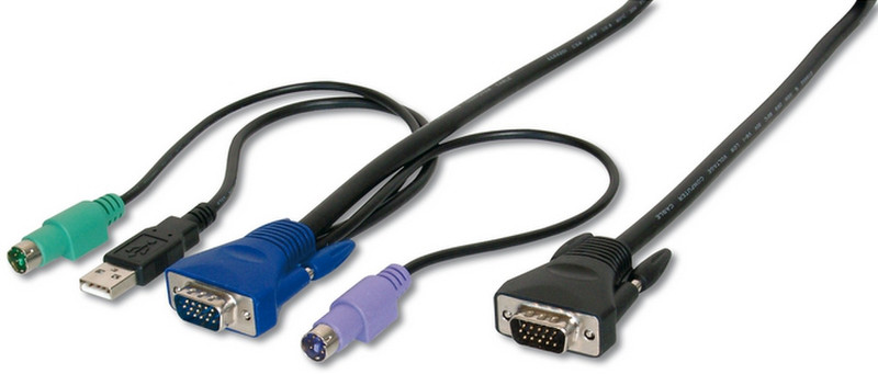 ASSMANN Electronic AK 82002 3m Schwarz Tastatur/Video/Maus (KVM)-Kabel