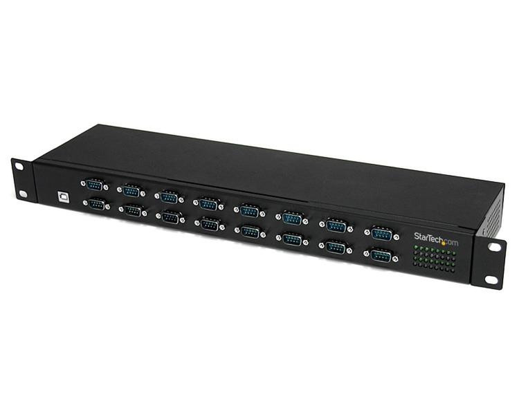 StarTech.com 16 Port Rackmount FTDI USB to Serial COM Adapter Hub - RS232 Multiplexer