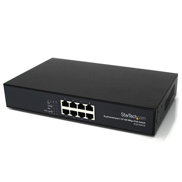 StarTech.com 8 Port 10/100 PSE Industrial Power over Ethernet Switch - All 8 Ports PoE