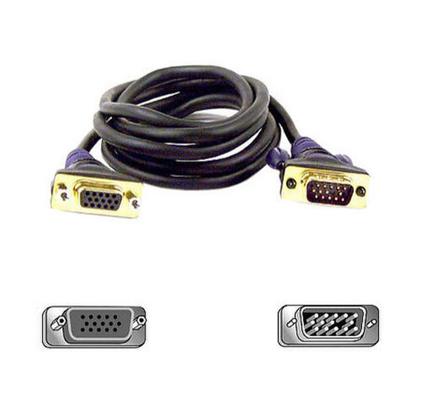 Belkin F3H981B15m-GLD 15m VGA (D-Sub) VGA (D-Sub) Schwarz VGA-Kabel