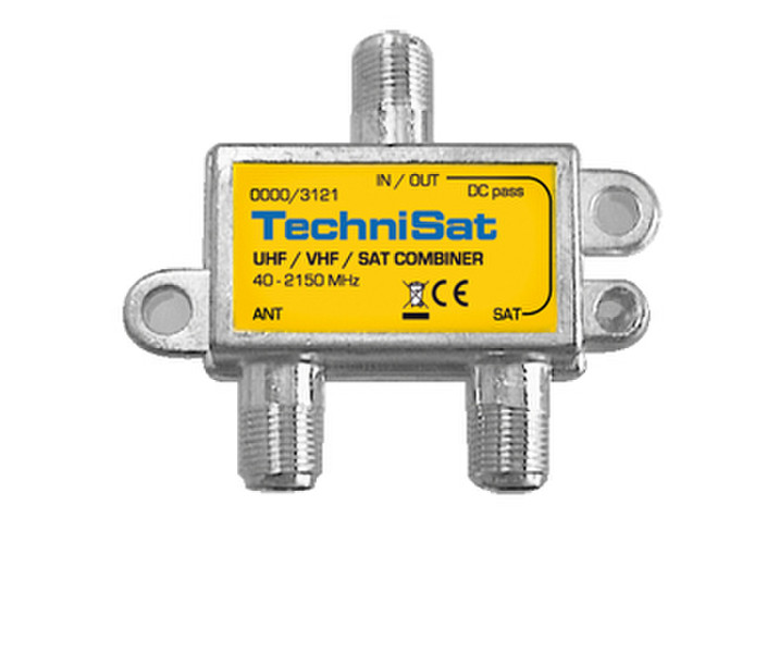 TechniSat 0000/3121 Cable combiner Silver,Yellow cable splitter/combiner