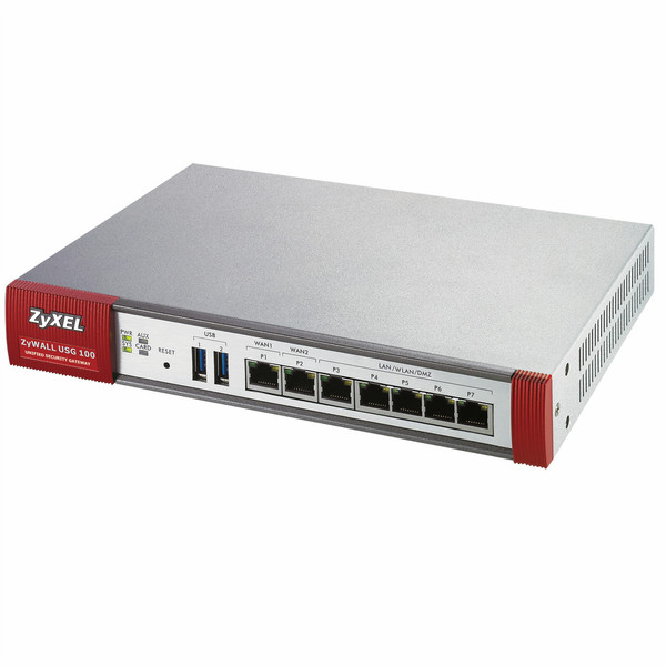 ZyXEL ZyWALL USG 100 + 1Y AV + 1Y IDP + 1Y CF 225Mbit/s Firewall (Hardware)