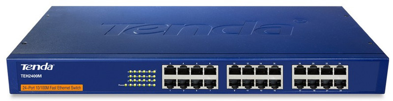 Tenda TEH2400M Неуправляемый Fast Ethernet (10/100) Синий сетевой коммутатор