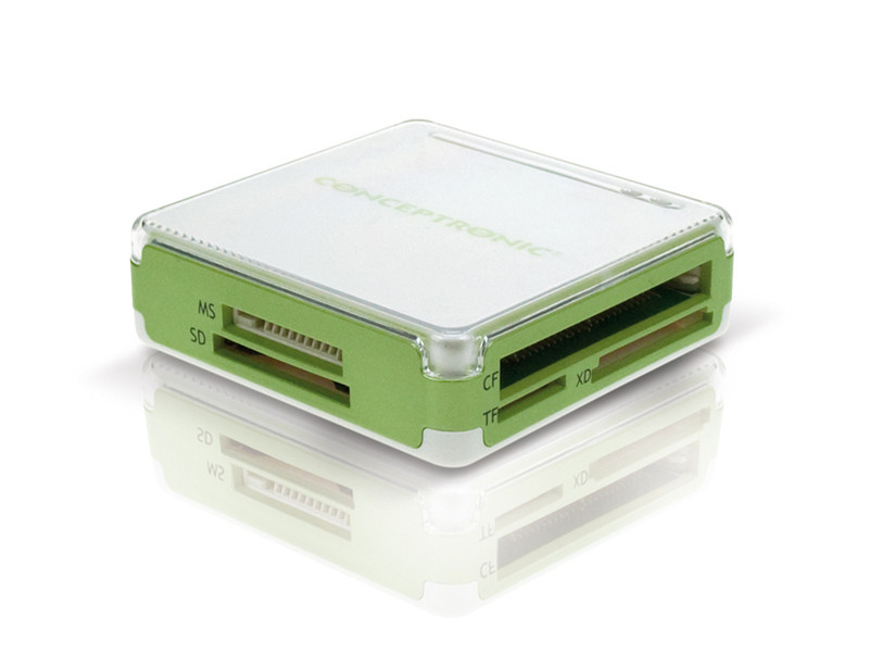 Conceptronic CCOMBOGR USB 2.0 Зеленый, Белый устройство для чтения карт флэш-памяти