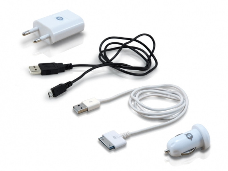 Conceptronic USB Charging Kit 1A Авто, Для помещений Белый