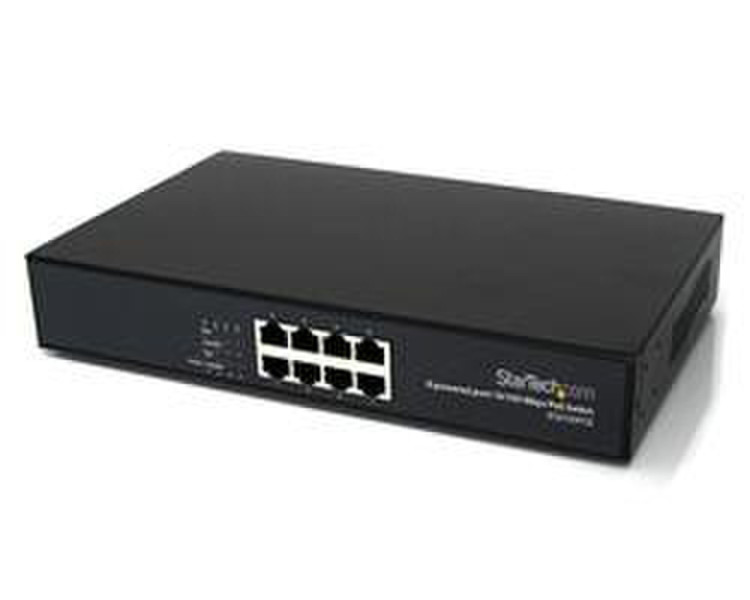 StarTech.com IES8100POEGB Power over Ethernet (PoE) Черный сетевой коммутатор