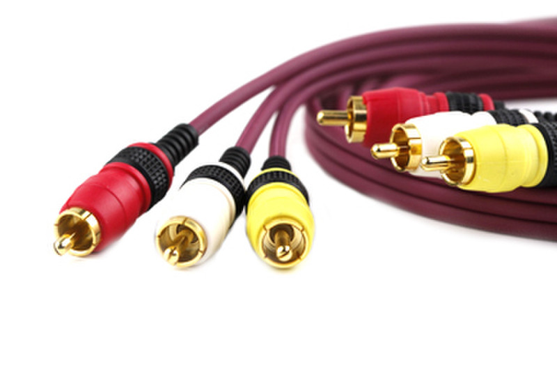 IPOINT RCA Composite Cable 2m 2м 3 x RCA 3 x RCA Пурпурный композитный видео кабель