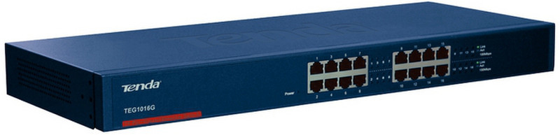 Tenda TEG1016G ungemanaged Gigabit Ethernet (10/100/1000) 1U Blau Netzwerk-Switch