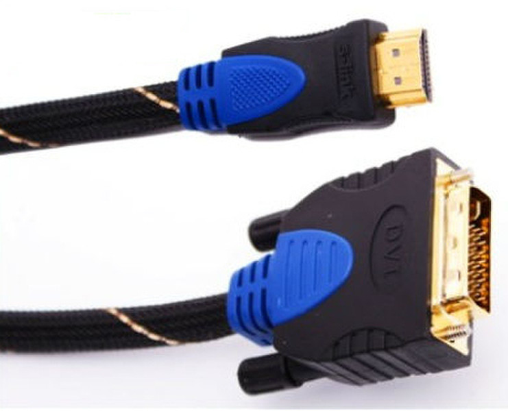 S-Link SLX-310 1.5m HDMI DVI-D Schwarz, Blau Videokabel-Adapter