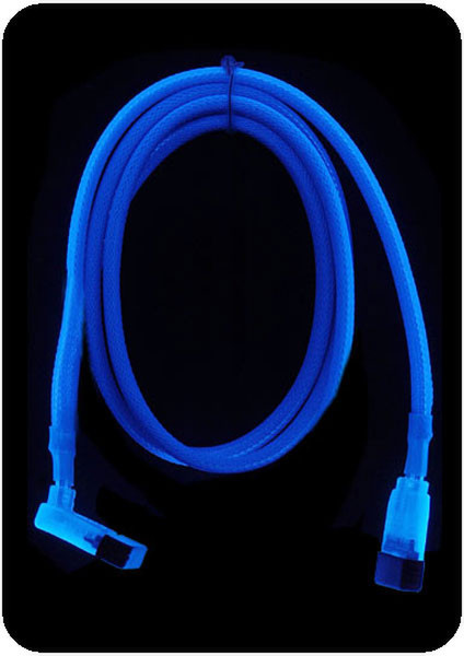 Revoltec S-ATA Cable 90° angeled, 50cm UV-Active Blue 0.5m Blue SATA cable